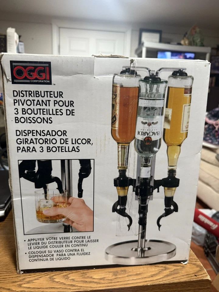 OGGI 3 Bottle Revolving Liquor Dispenser Bar ware - Image 2 of 4