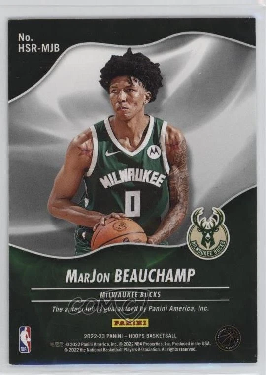 2022-23 Panini NBA Hoops Hot Signatures Rookies Green MarJon Beauchamp Auto RC - Image 2 of 2