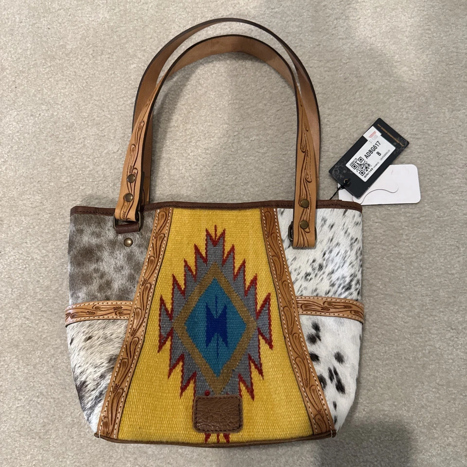 American Darling Leather Tote Purse Western Handbag ADBG617B w/ Tags Great - Image 2 of 4