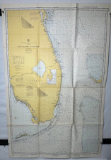 Vintage 1973 NOAA Florida Nautical Chart 1112 Cape Canaveral to Key West Map