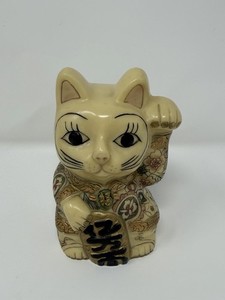 Vintage Maneki Neko Lucky Cat Coin Bank Hand Carved Japan