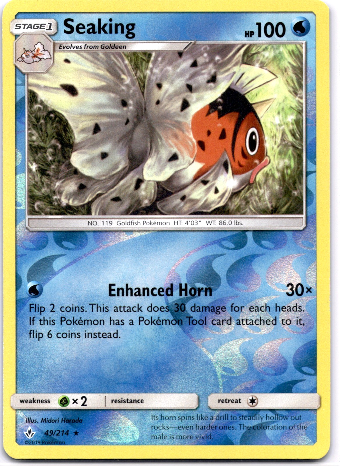 Pokemon TCG Seaking 49/214 Unbroken Bonds Reverse Holo Rare Near Mint