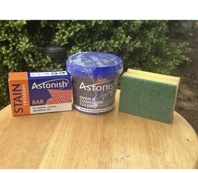 Astonish Oven & Cookware Cleaner Paste 17oz Stain Remover Bar 2.5oz Sponge