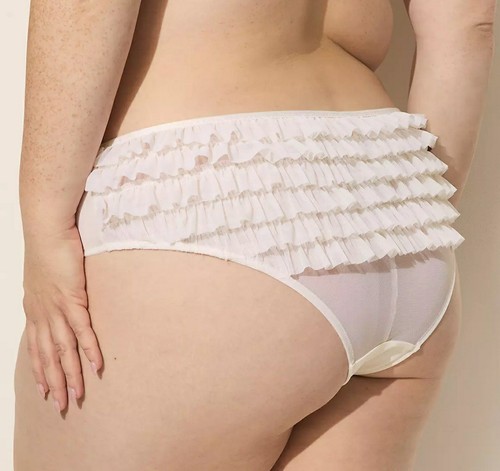 Lane Bryant Sexy Ivory Mesh Bum Ruffles Cheeky Panty Plus Size 22/24, 3X