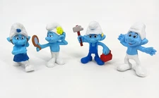 McDonald's Hapy Meal Smurfs 2011 2013 Handy Gutsy Crazy Vanity Figure Lot of 4