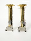 Esther Shahaf Pair Shabbat Candlesticks Jerusalem Judaica Enamel rare metal — photo 8