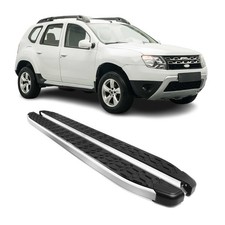 Alu Trittbretter Seitenschweller für Dacia Duster I 2010-2017 Schwarz Silber 2x