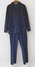 VTG 70s Wrangler Navy Leisure Suit Jacket L Pants 36x34 30 USA Talon Scovill