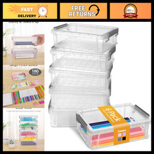 Extra Large Pencil Box Set - 6 Pack Plastic Crayon Case for School Office Supp