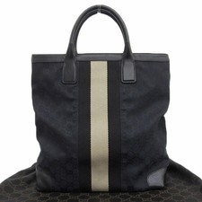 Bolso de Mano GUCCI 002 1093 200047 Bolso de Lona/Cuero Negro Azul Marino Unisex #TYB835