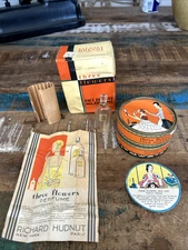 Vintage 1915 Richard Hudnut Three Flowers Face Powder & Perfume Combo Set Rare