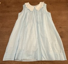 The Proper Peony Girls Dress Sz 6 Blue Smocked Embroidered Brynn Swiss Dot Dress