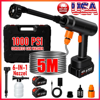 #ad Cordless Electric High Pressure Water Spray Car Gun 1000PSI Portable Washer Gun $37.98