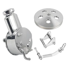 Saginaw Power Steering Pump & 1 Groove Keyway Pulley + Bracket Kit For Chevy SBC