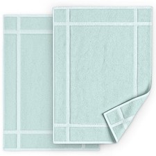 Cotton Bath Mat Set 2 Pack, Quick Dry, Soft, Absorbent, 20x30 Inches, Mint