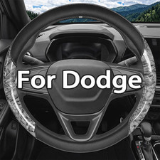 Peach Wood Gray Steering Wheel Cover Leather For 2016-2018 Dodge Ram 1500 2500