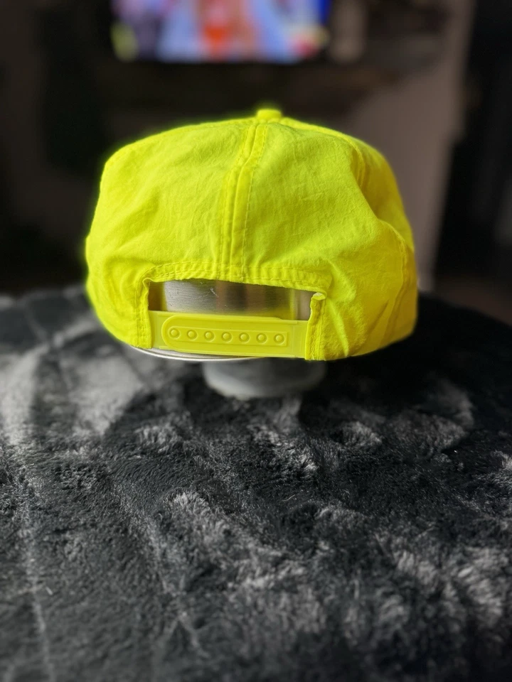 Vintage Kellogg's Corn Flakes Racing Team Hat Neon Yellow Snapback Soft 6-Panel - Image 4 of 4