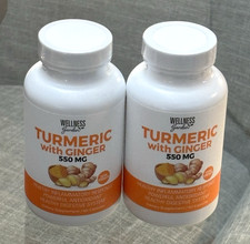2 WELLNESS garden Turmeric with Ginger 550mg Extra Strength 90 Capsules Exp 7/28