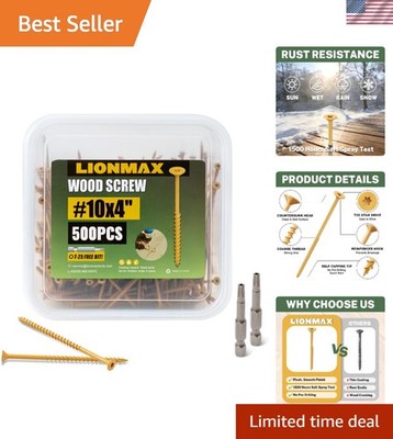 Reliable 4'' Rust Resistant Deck Screws - T25 Drive, Smooth Shank, 500 Pack