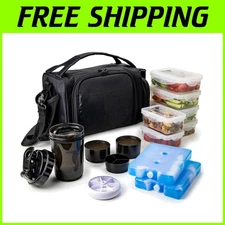 Insulated Meal Prep Lunch Box Set - Black