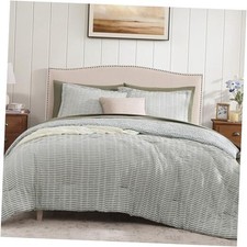 Comforter Set - 7 Pieces Green Gauze Muslin Bedding Sets for Queen Green Tea