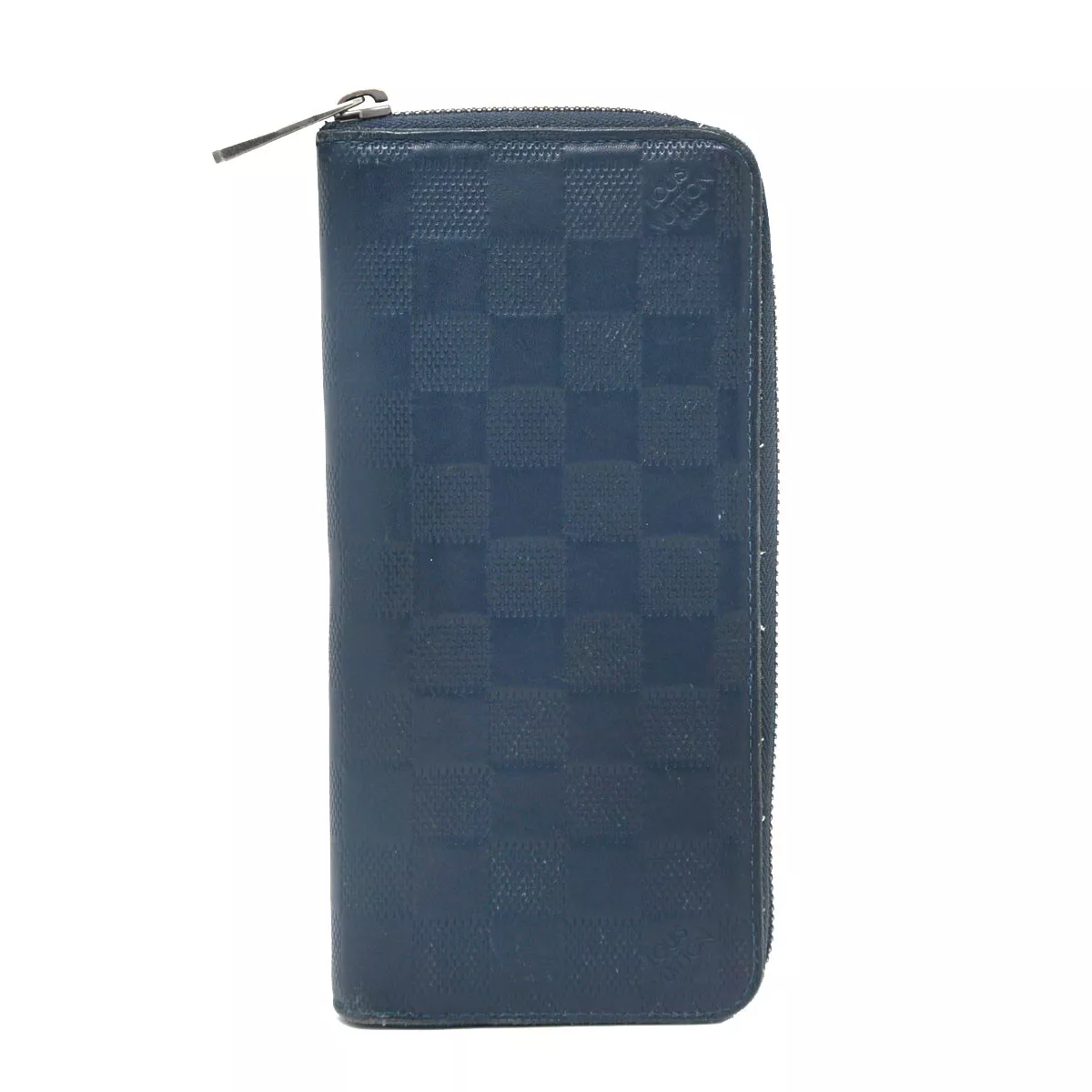 Louis Vuitton Zippy Navy Blue Damier Infini Leather Vertical Wallet