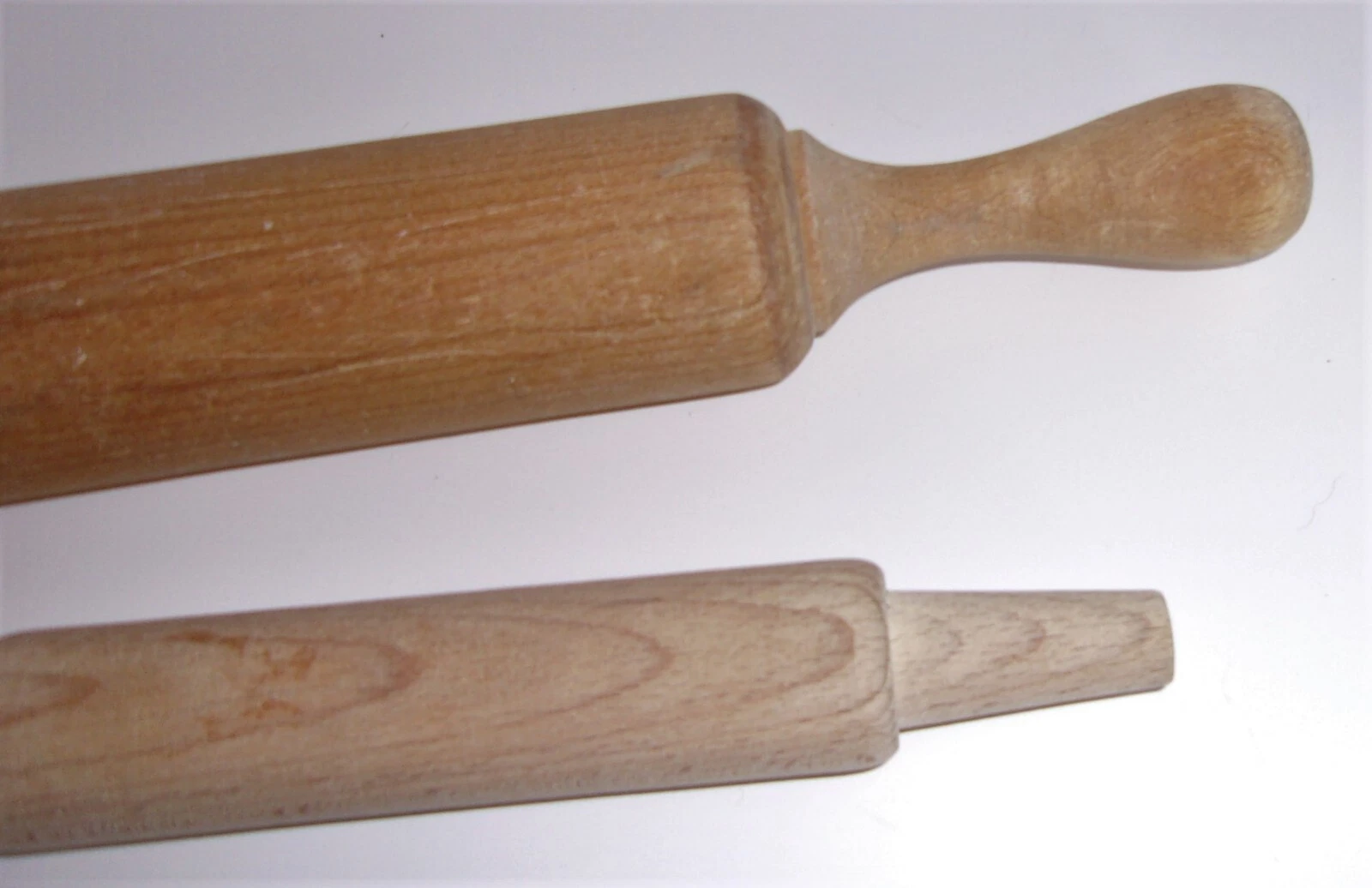 Lot 2 Vintage Rolling Pin One-Piece Hard Wood 19" w/2" Diameter and 9" w/1 1/8"