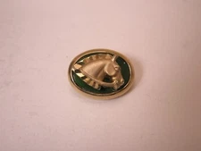 Horse Head Green & Gold Tone Vintage SWANK Tie Tack Lapel Pin animal n72