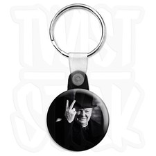 Winston Churchill V for Victory - 25mm Keyring Button Badge with Zip Pull Option