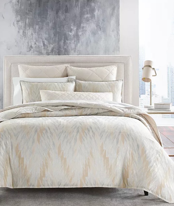 Hotel Collection TEXTURED CHEVRON F/Q Duvet+ Pillow Shams, NWT