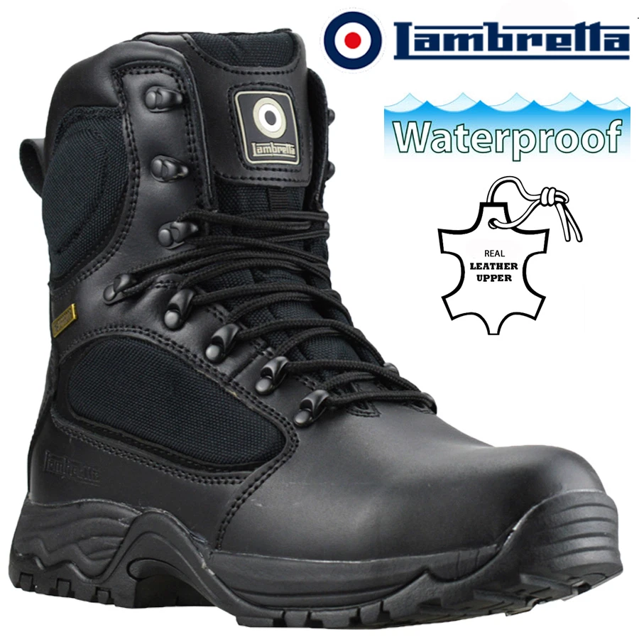 MENS LAMBRETTA SAFETY STEEL TOE WORK BOOTS LEATHER WATERPROOF MILITARY POLICE