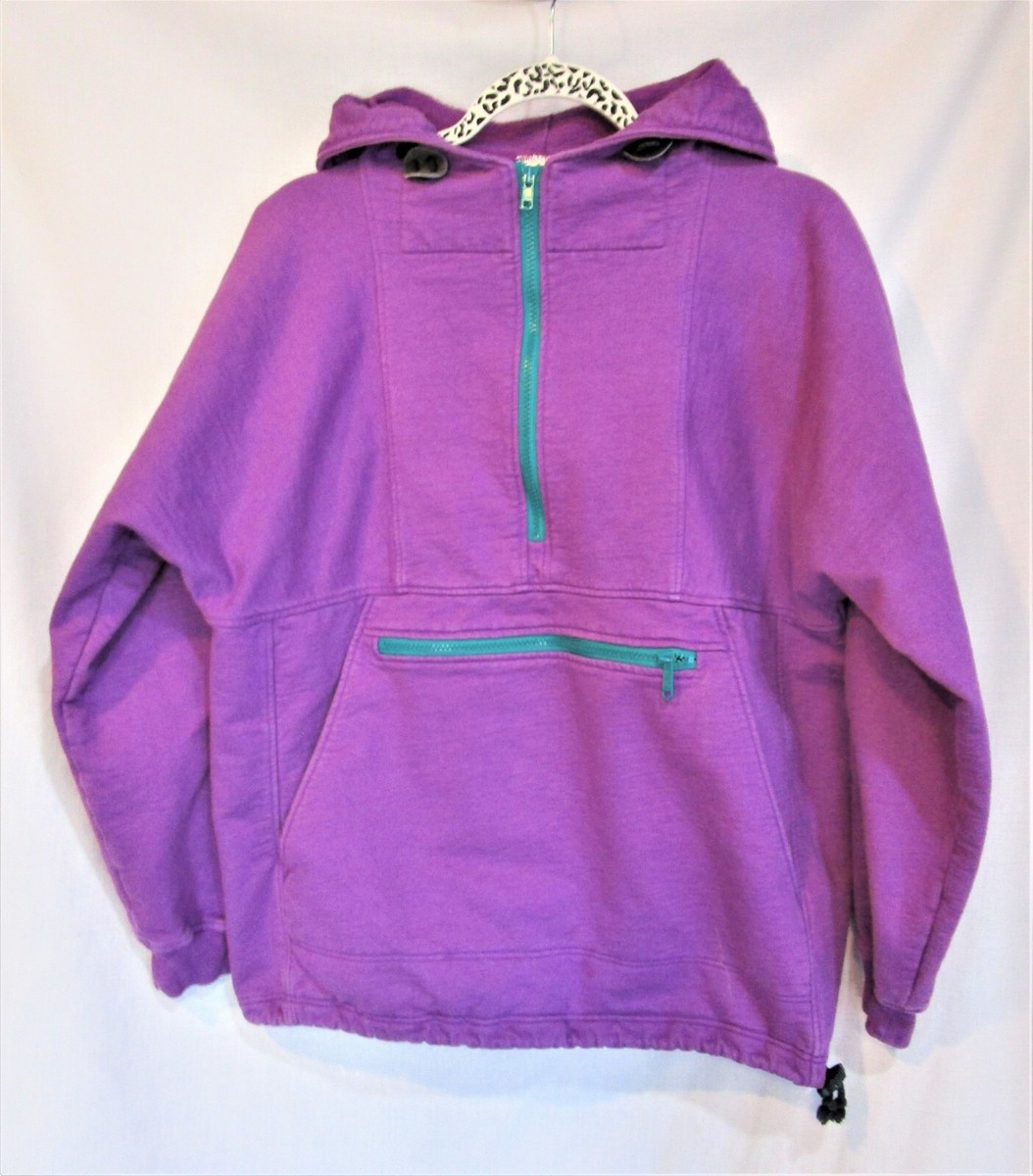 Bean Women's M Purple, Green Zippers, Kangaroo Pockets, Hooded Sweat  Jacket