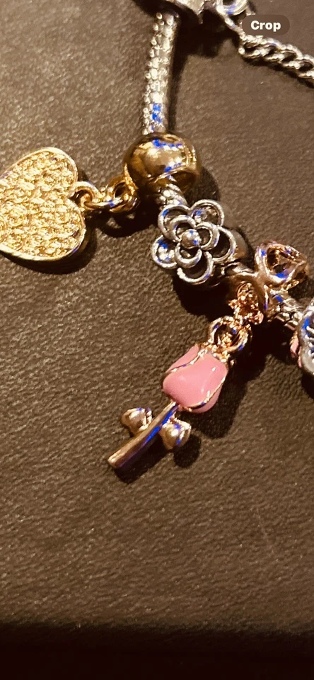 Pulsera de plata con 8 dijes esta pulsera es la pulsera de amor Kitty 7,4 pulgadas Foto 3 de 4