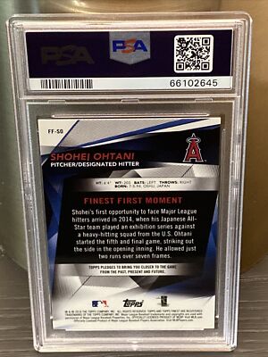 その他 2018 FINEST SHOHEI OHTANI RC GEM MT 10 2018 Finest #FF-SO Shohei Ohtani RC Finest Firsts PSA 10 Gem Mint
