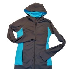 Zella Gray Turquoise Zip Hoodie Workout Jacket Size Small