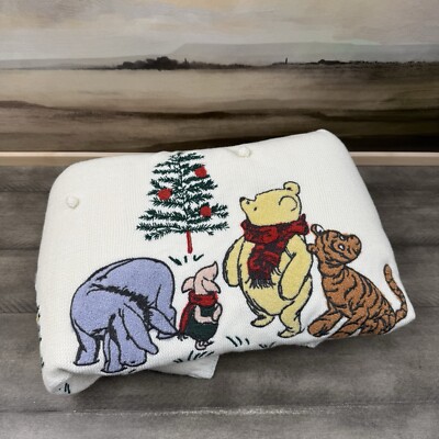 Pottery Barn Kids Disney's Winnie the Pooh Holiday Heirloom Baby Blanket  Mono OB