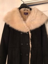 Twiggy For Marks And Spencer, Ladies Faux Suede/faux Fur, Long Length Coat