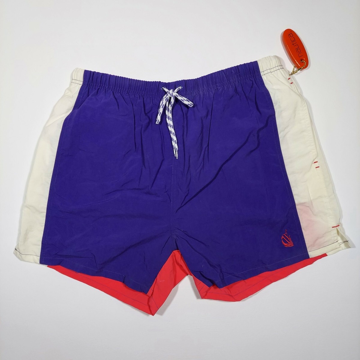 カラーリング◎ 90's nautica swim shorts vintage Vintage 90s Nautica Bright Colorblock Swim Trunks Shorts