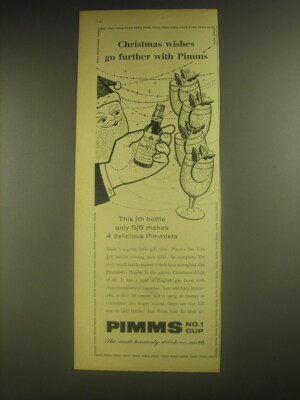 1958 Pimms No. 1 Cup Ad - Christmas wishes go further with Pimms
