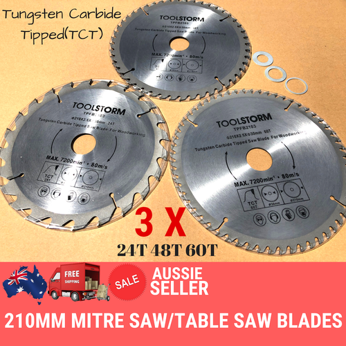 *3PC Mitre Saw Table Saw Blade 210mm 24T,48T,60Teeth 30MM BORE With 3