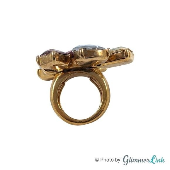 Multi Stone Cocktail Statement Ring Size 6 - image 8