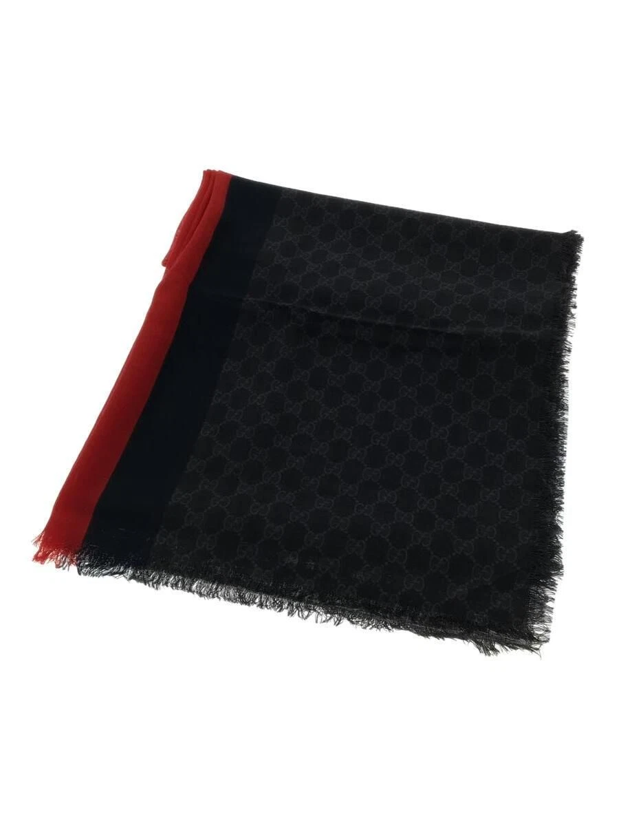 GUCCI wool Black full pattern mens scarf Used