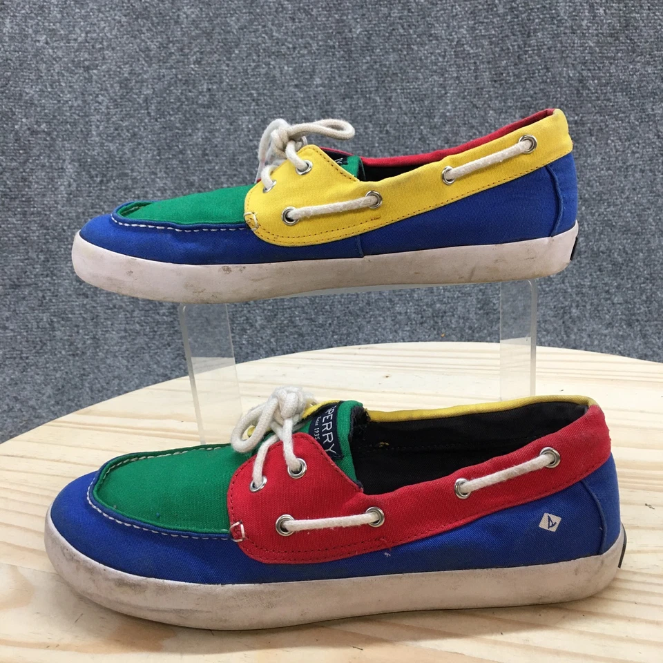 Zapatos de barco Sperry Top Sider juveniles 6 M Tuck multicolor lona con cordones cómodos Foto 2 de 4