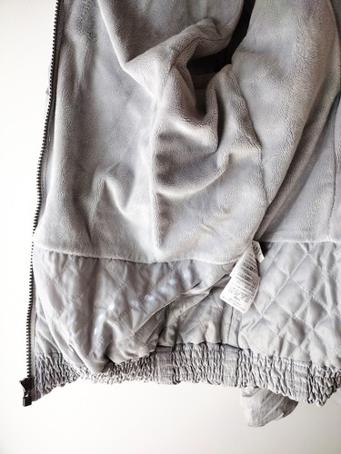 Eddie Bauer Premium Goose Down Jacket Light Gray Quilted Fleece Lined Womens Lrg - Picture 14 of 14