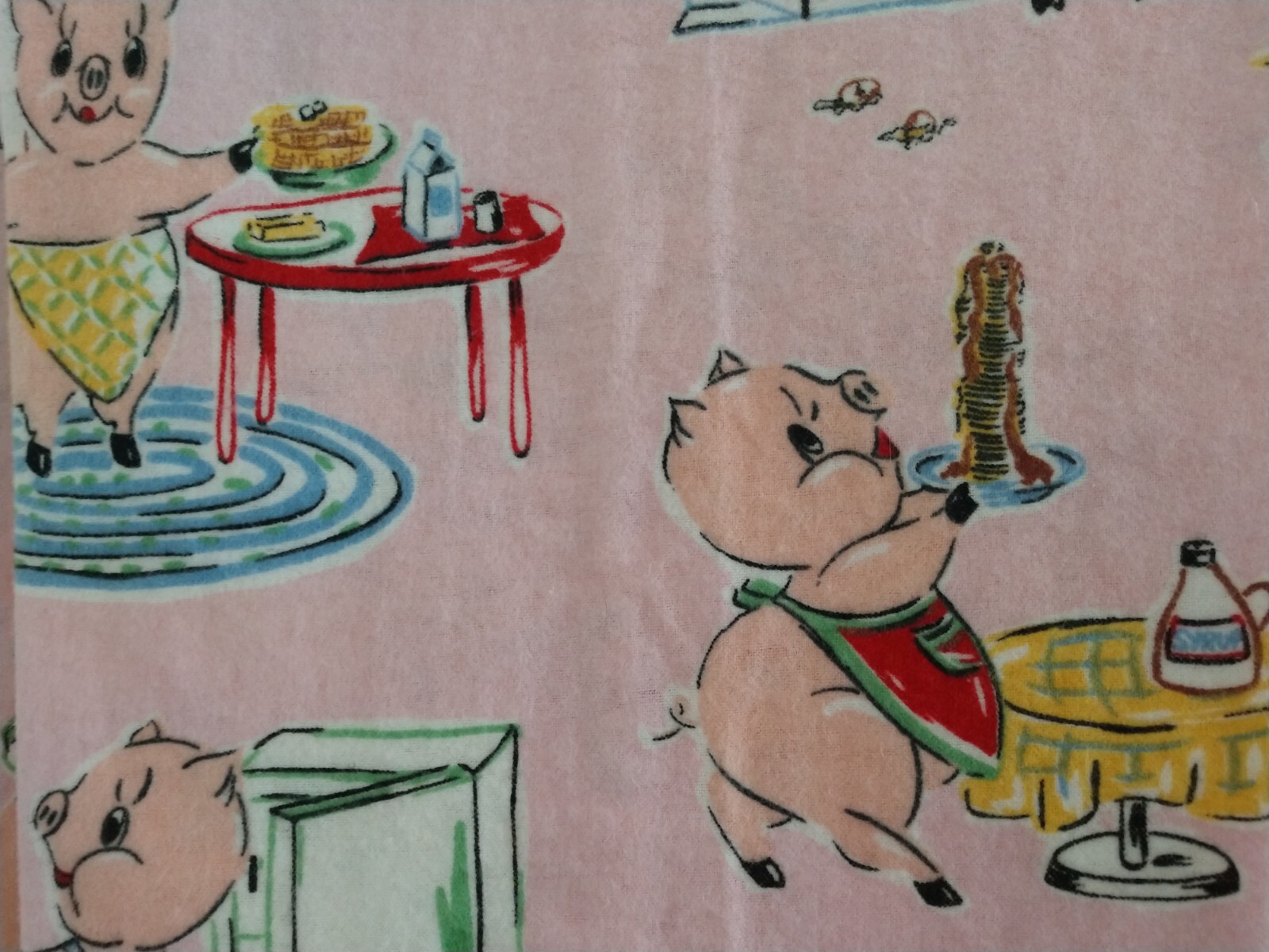 Nick and Nora NWT RARE Vintage Pink Piggin Out 100percent Cotton Flannel Pajama Set L image 6