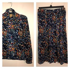 Vtg Lady Manhattan Outfit Skirt Blouse Shirt Daisy Flowers Size 8 60s 70s Retro