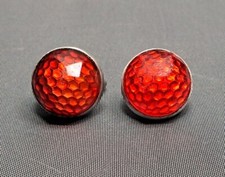 Vintage Pair Of Original Red Domed Motorcycle License Plate Reflectors