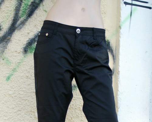 Pantaloni Donna Jeans Nero Elasticizzato Lucido Casual Taglia M/L | eBay