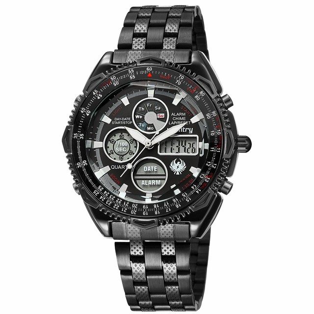 INFANTRY MEN'S LED DIGITAL ANALOG WRIST WATCH DUAL TIME SPORT MILITARY BLACK