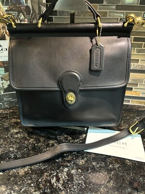 Vintage Coach Willis Top Handle Glovetanned Leather Black Brass